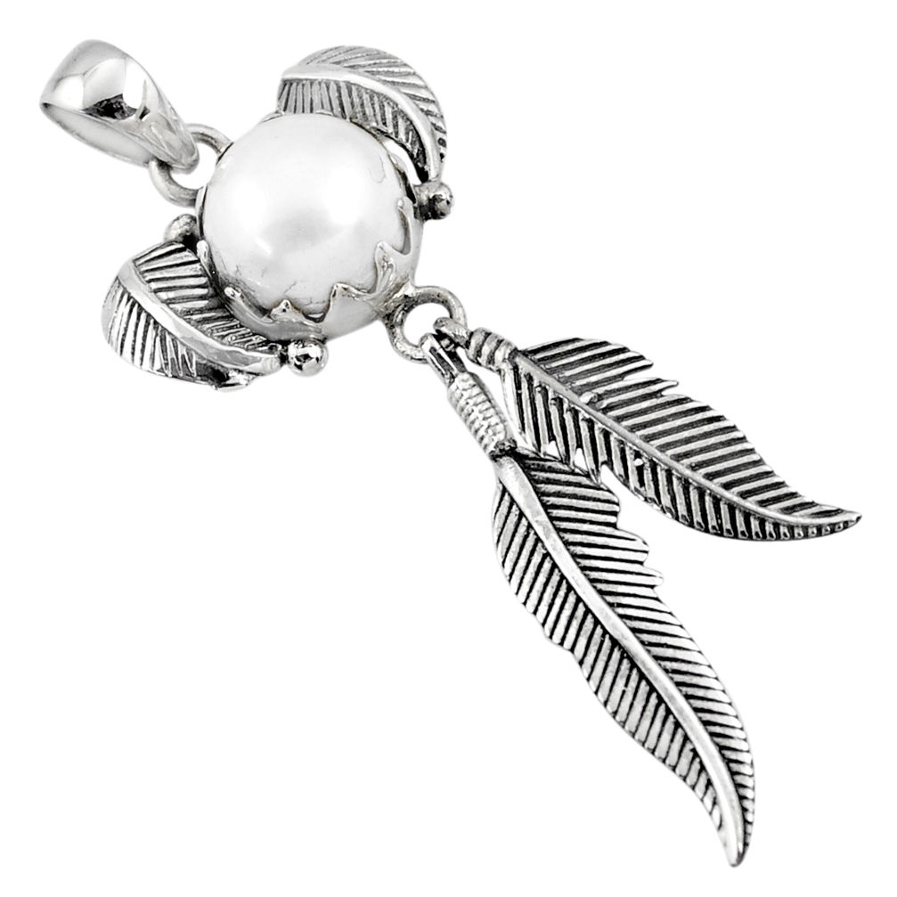 5.62cts natural white pearl 925 sterling silver dreamcatcher pendant r67675