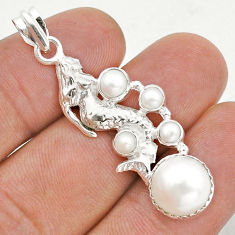 6.84cts natural white pearl 925 sterling silver fairy mermaid pendant u81811