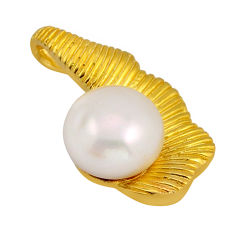 6.13cts natural white pearl 925 sterling silver gold pendant jewelry y82491