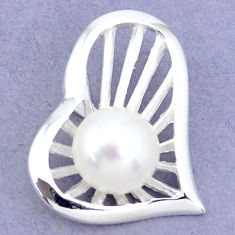 6.02cts natural white pearl 925 sterling silver heart pendant jewelry c23792