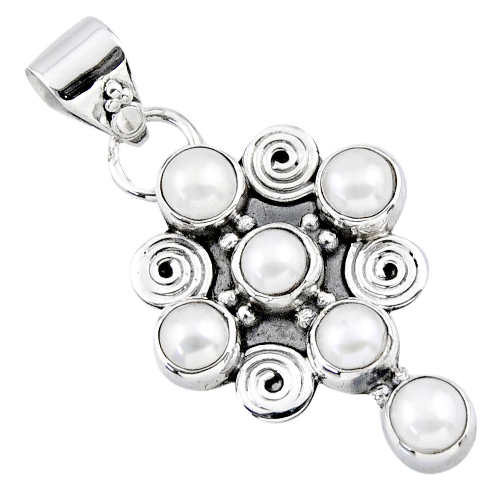 5.56cts natural white pearl 925 sterling silver holy cross pendant r55792