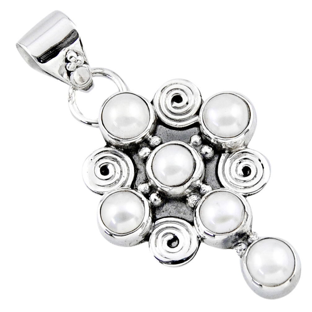 5.63cts natural white pearl 925 sterling silver holy cross pendant r55793