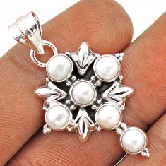 5.11cts natural white pearl 925 sterling silver holy cross pendant t85981
