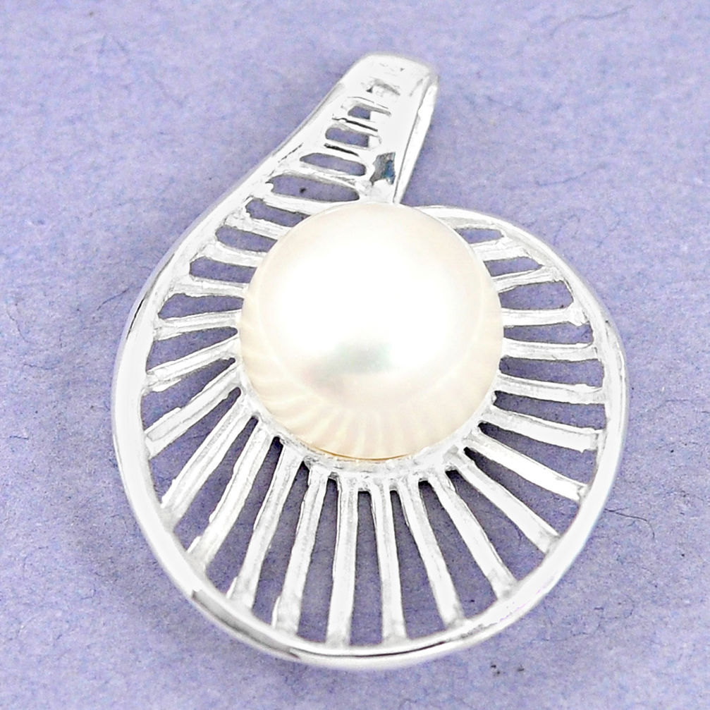 Natural white pearl 925 sterling silver pendant jewelry c23832