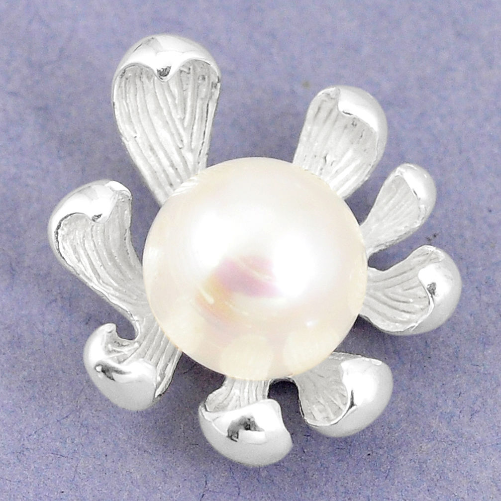 Natural white pearl 925 sterling silver pendant jewelry c23869