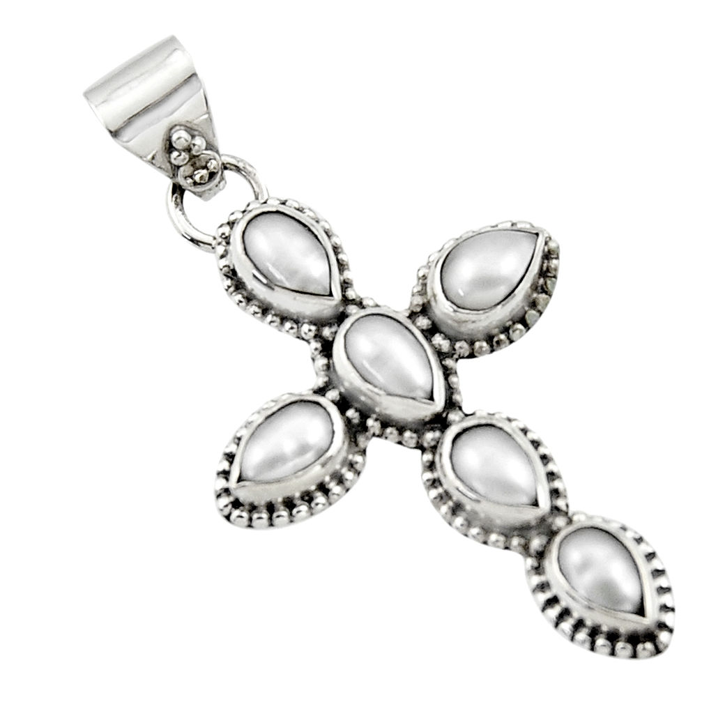 6.33cts natural white pearl 925 sterling silver pendant jewelry r44594