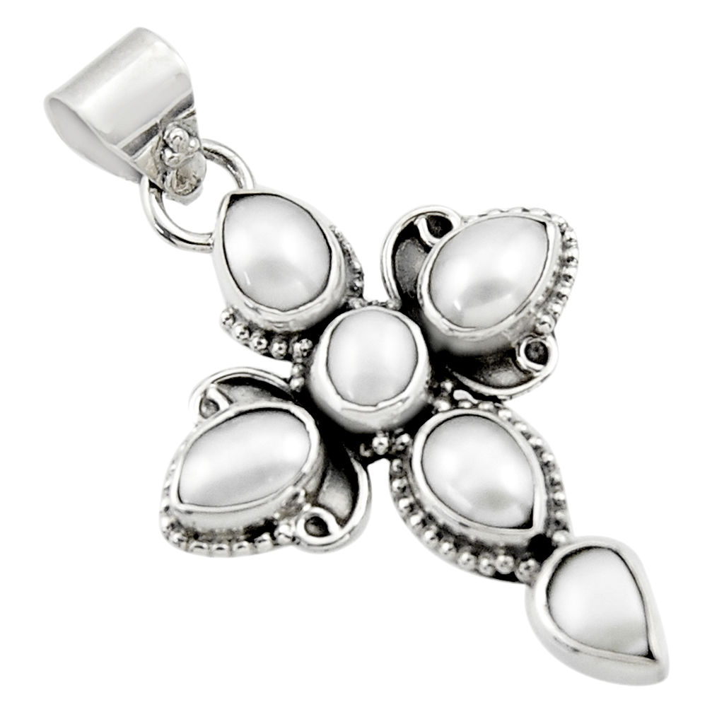 9.29cts natural white pearl 925 sterling silver pendant jewelry r44596