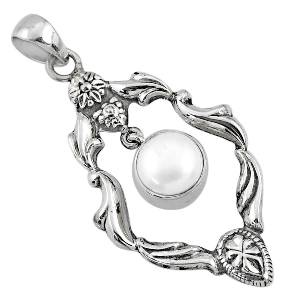 5.13cts natural white pearl 925 sterling silver pendant jewelry r67576
