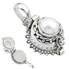 2.40cts natural white pearl 925 sterling silver poison box pendant t52636
