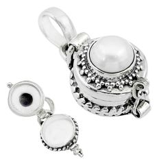 2.44cts natural white pearl 925 sterling silver poison box pendant t52741