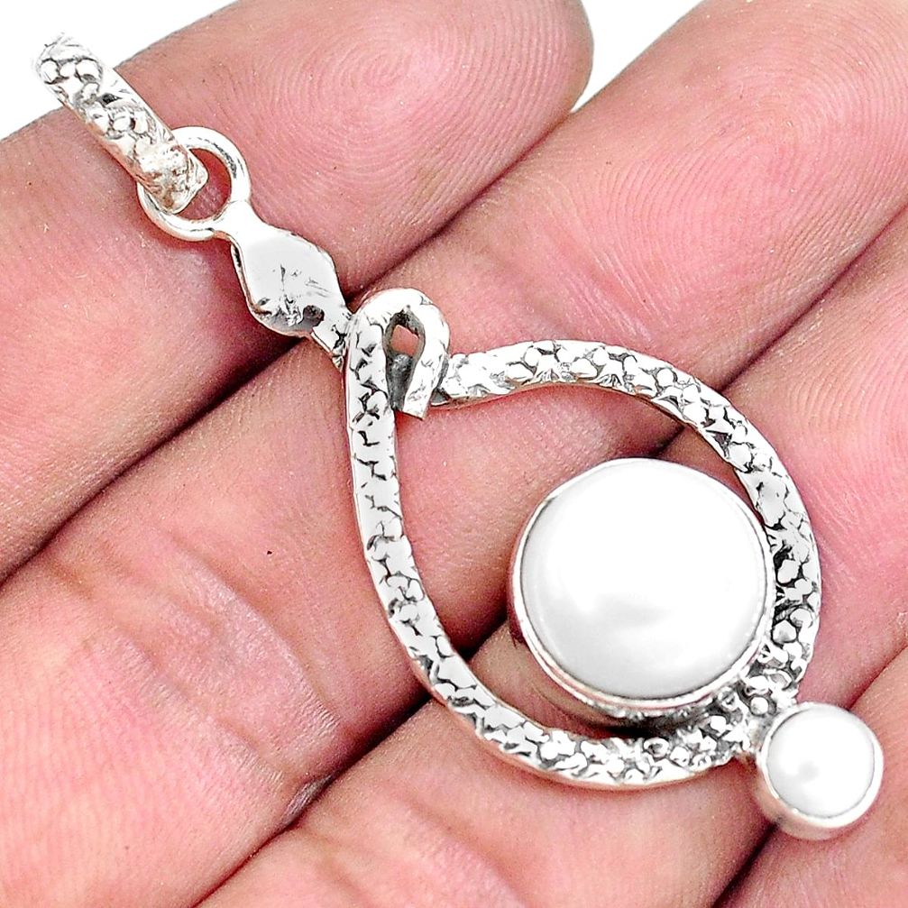 white pearl 925 sterling silver snake pendant jewelry p49262