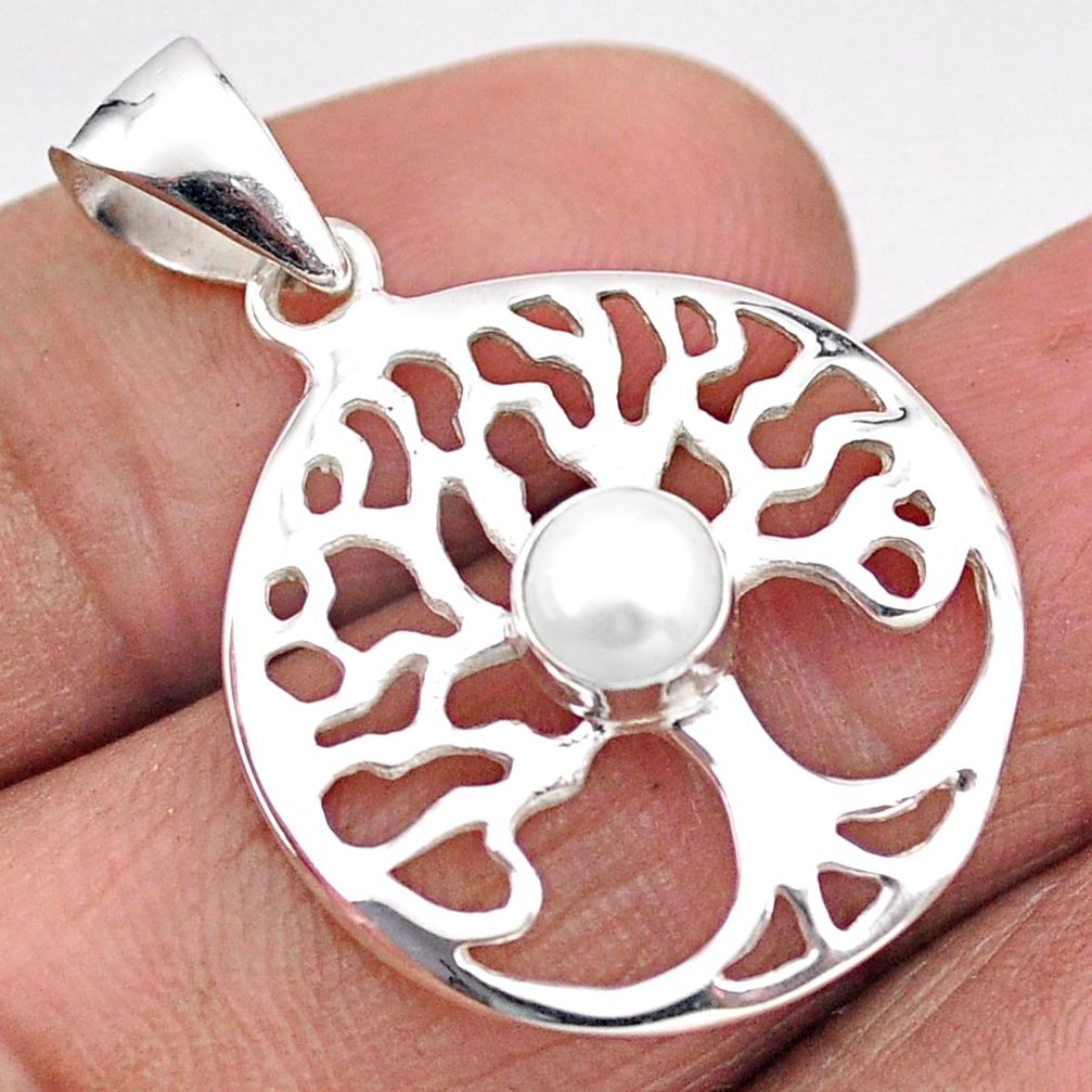 0.92cts natural white pearl 925 sterling silver tree of life pendant t88304