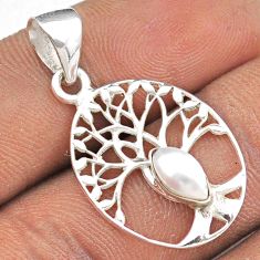 1.98cts natural white pearl 925 sterling silver tree of life pendant t88764
