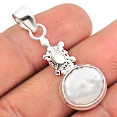 5.96cts sea life natural white pearl 925 sterling silver turtle pendant jewelry u14521