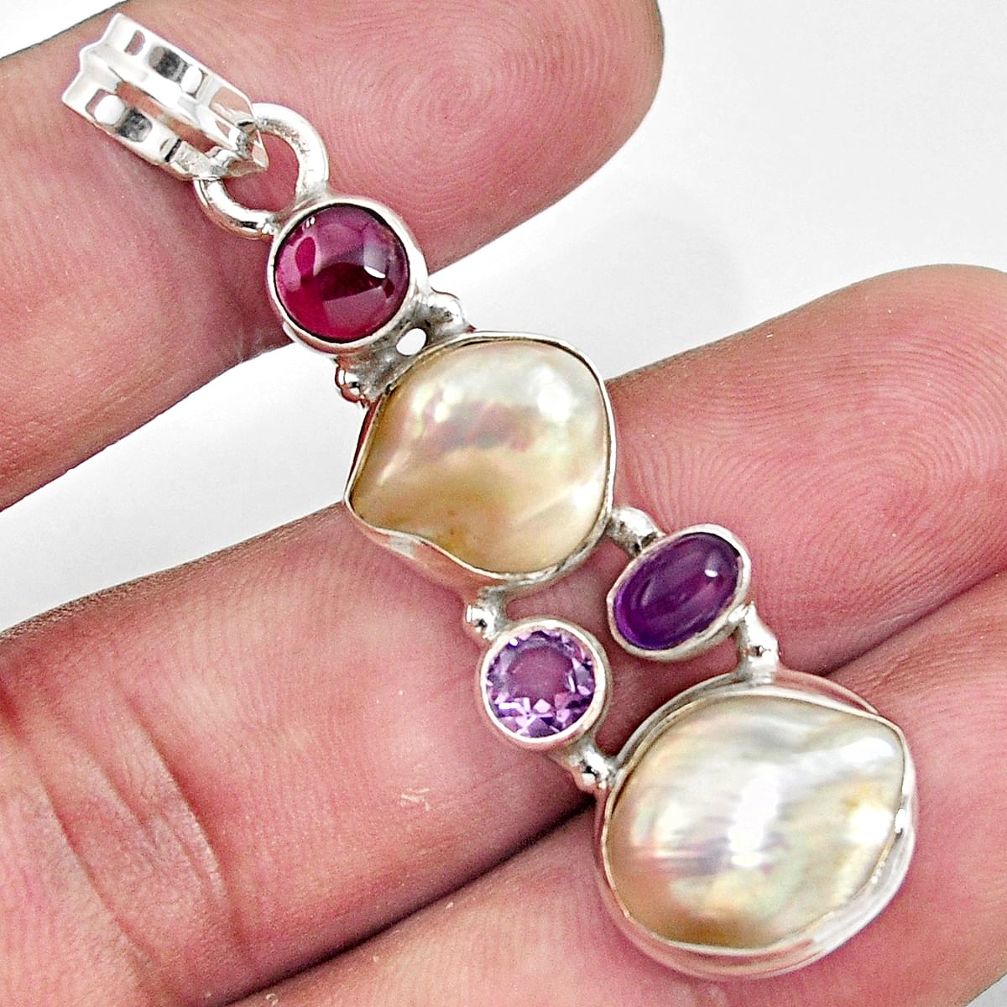  white pearl amethyst 925 sterling silver pendant jewelry d43950