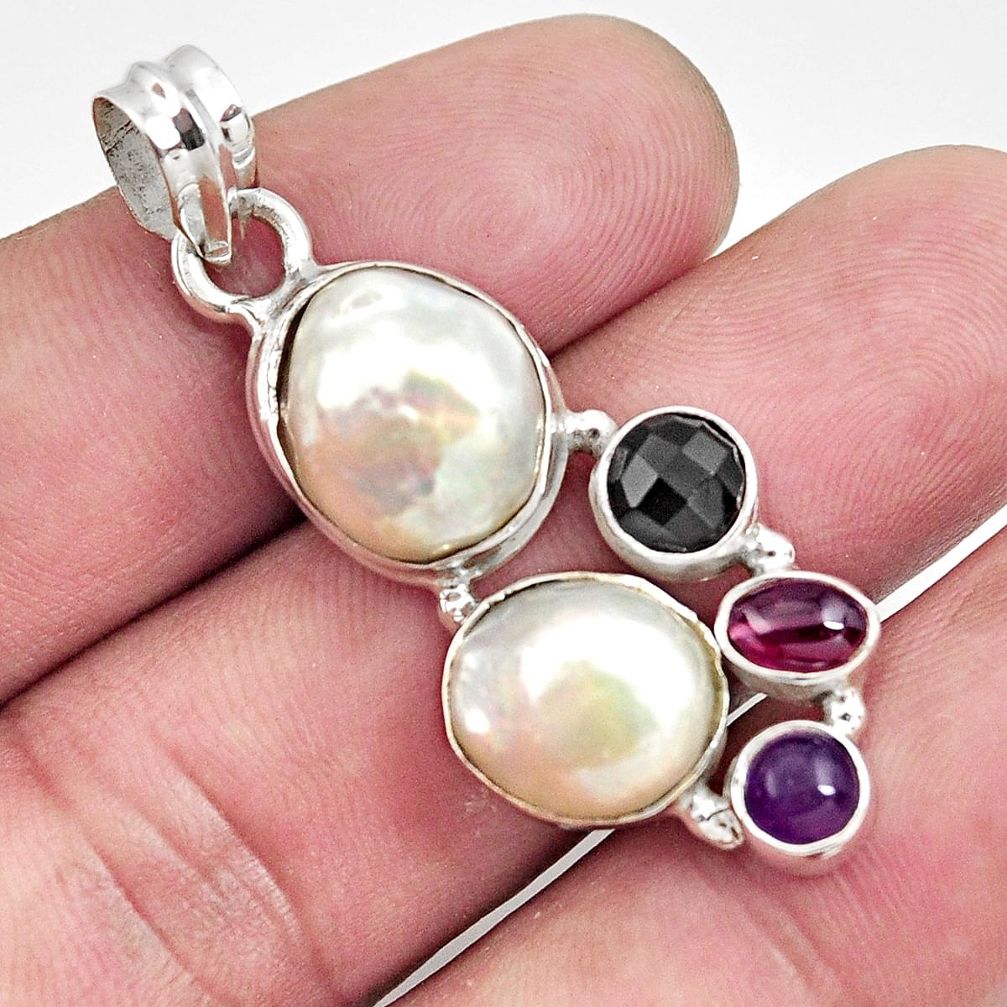  white pearl amethyst 925 sterling silver pendant jewelry d43952