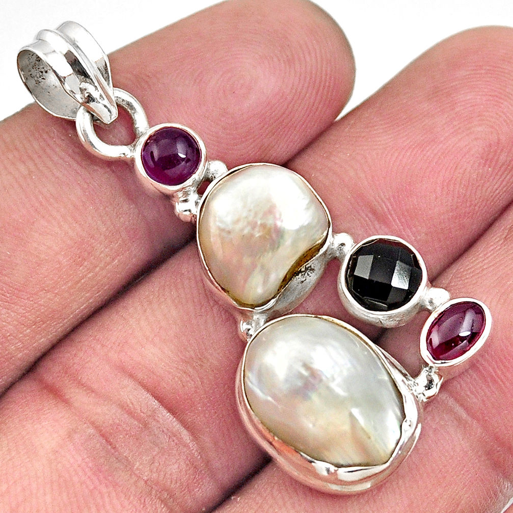  white pearl amethyst 925 sterling silver pendant jewelry d43954