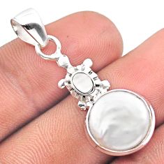 5.64cts natural white pearl fancy 925 sterling silver turtle pendant u14528