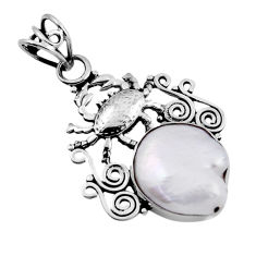 7.84cts natural white pearl fancy sterling silver crab pendant jewelry n24462