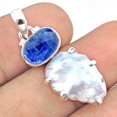 9.28cts natural white pearl kyanite 925 sterling silver pendant jewelry u26074