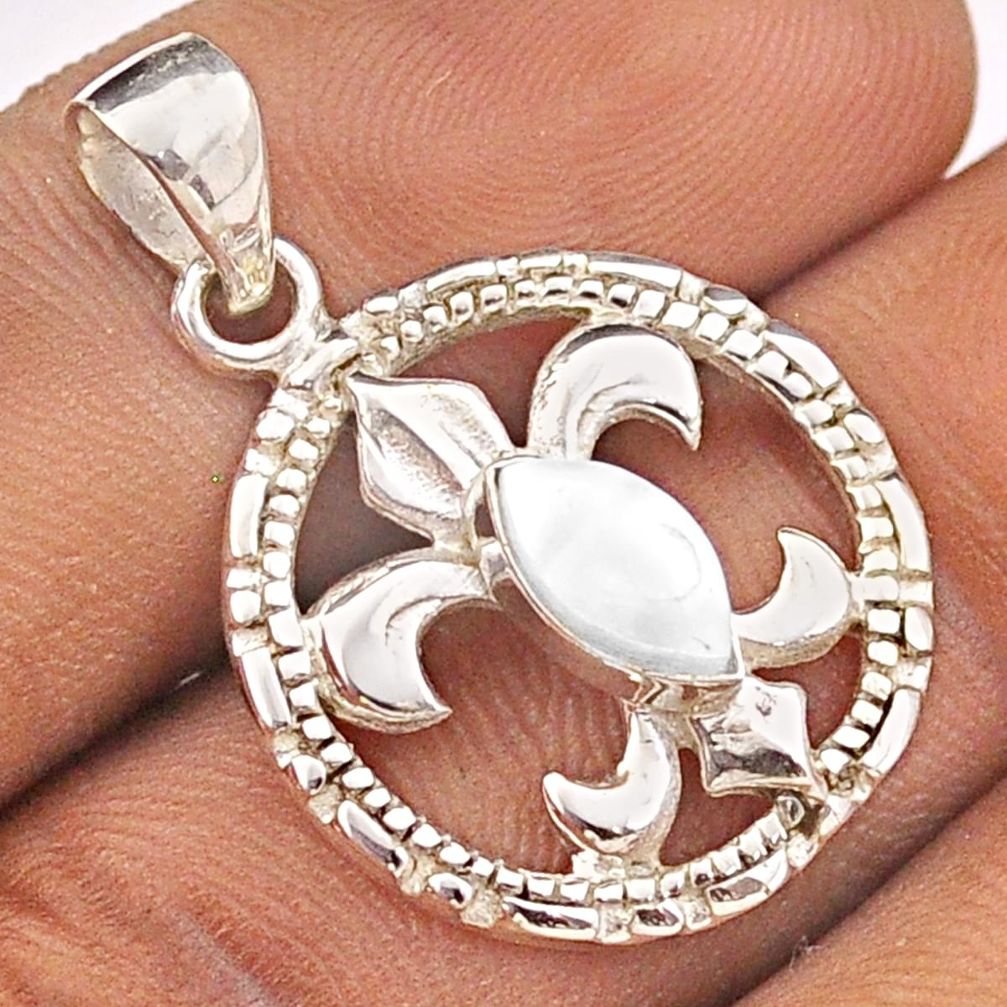 2.11cts natural white pearl marquise 925 silver fleur-de-lis pendant t88985