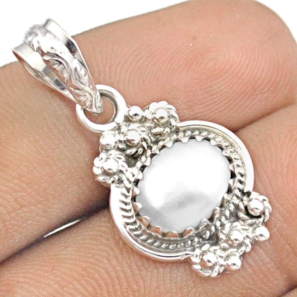 4.28cts natural white pearl oval 925 sterling silver pendant jewelry u16729