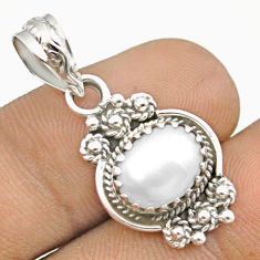 4.02cts natural white pearl oval 925 sterling silver pendant jewelry u16749