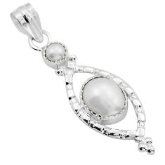 4.52cts natural white pearl oval 925 sterling silver pendant jewelry y22295