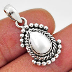 2.31cts natural white pearl pear shape sterling silver pendant jewelry n34408