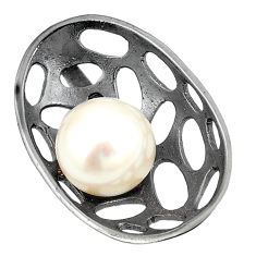 Natural white pearl rhodium 925 sterling silver pendant jewelry c24162