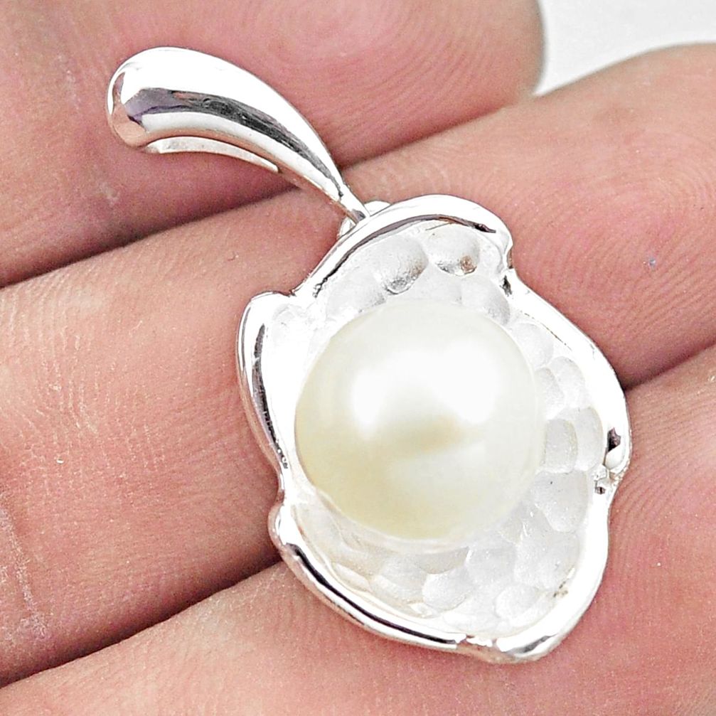 7.38cts natural white pearl round 925 sterling silver pendant jewelry c23790