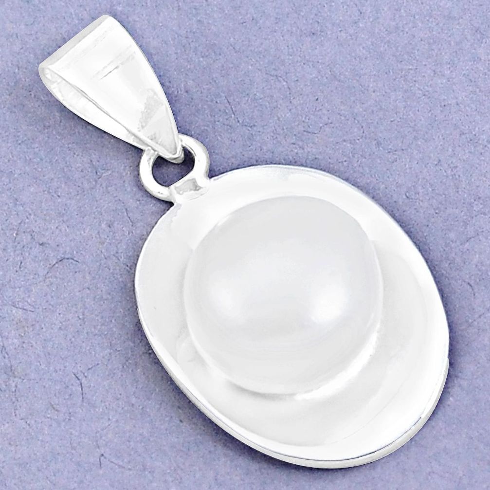 6.58cts natural white pearl round 925 sterling silver pendant jewelry c23877