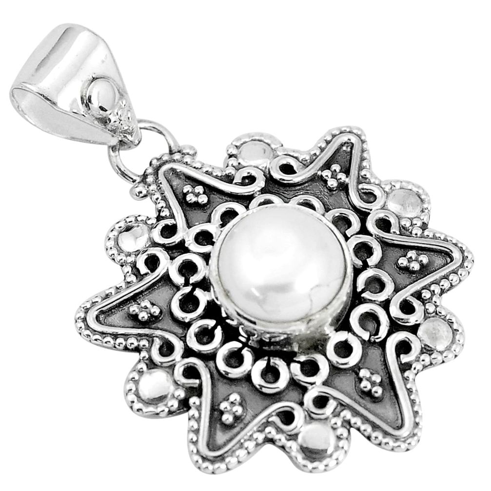 white pearl round 925 sterling silver pendant jewelry p33578