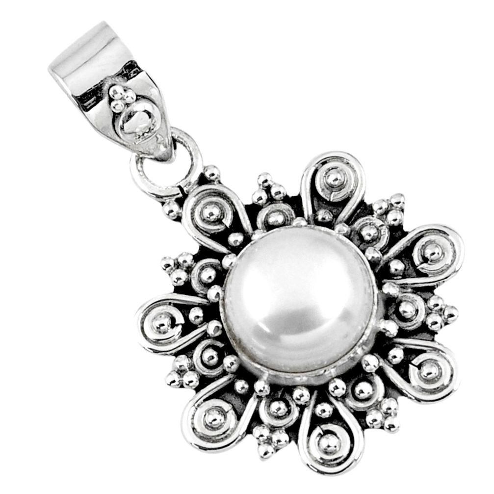 3.01cts natural white pearl round 925 sterling silver pendant jewelry r57648