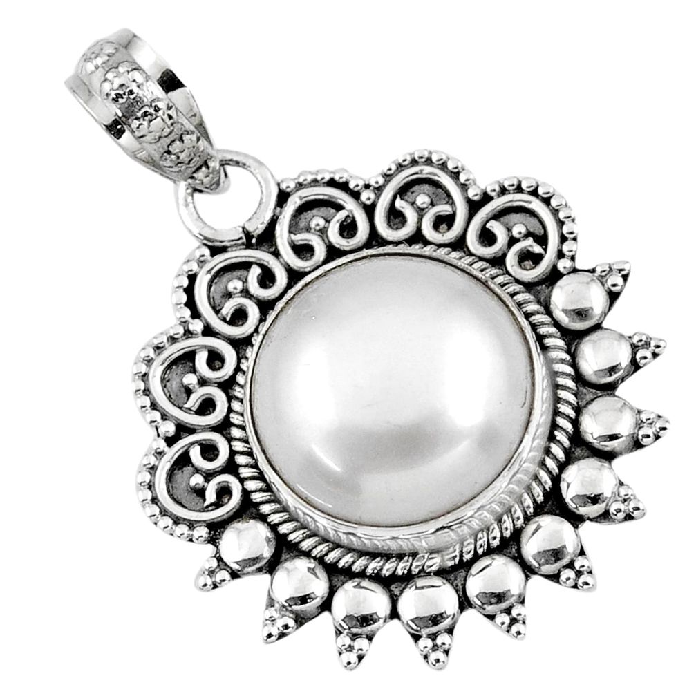 9.31cts natural white pearl round 925 sterling silver pendant jewelry r57816