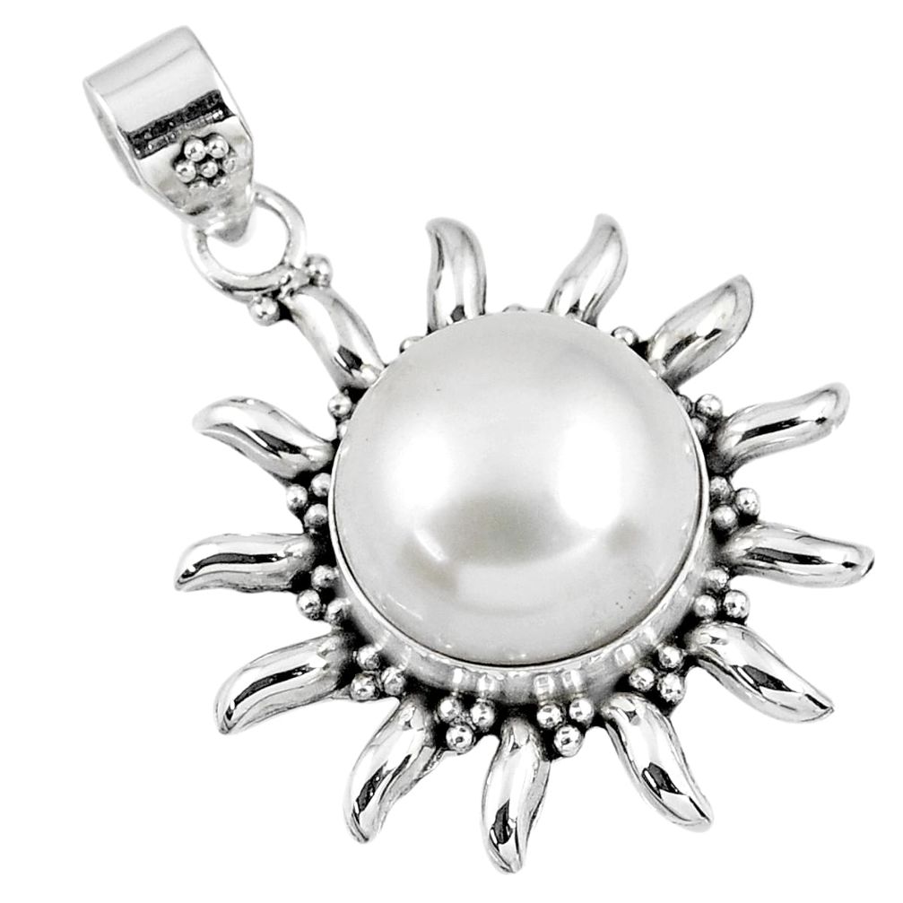 8.70cts natural white pearl round 925 sterling silver pendant jewelry r57836