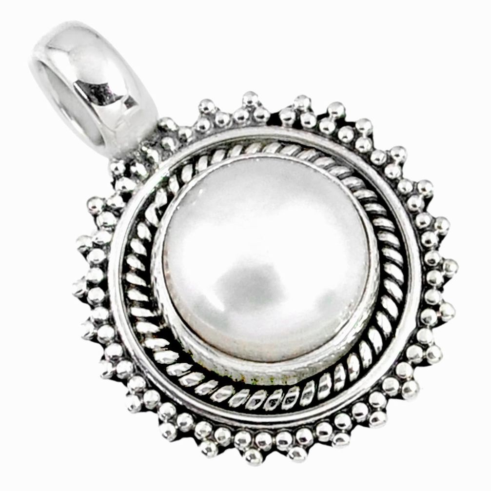 4.34cts natural white pearl round 925 sterling silver pendant jewelry r58112