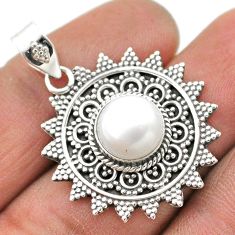 5.28cts natural white pearl round 925 sterling silver pendant jewelry t75032