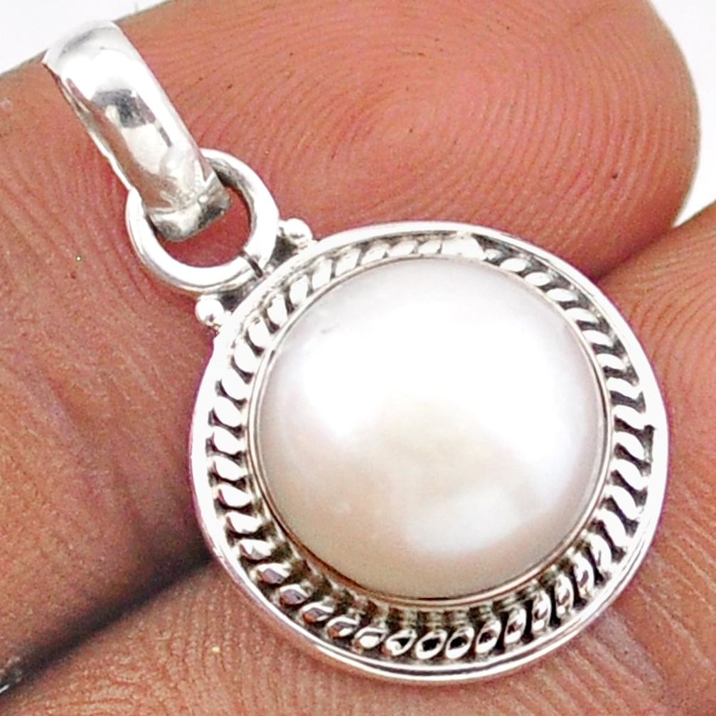 5.52cts natural white pearl round 925 sterling silver pendant jewelry t96254