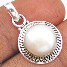 5.52cts natural white pearl round 925 sterling silver pendant jewelry t96254