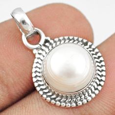 5.34cts natural white pearl round 925 sterling silver pendant jewelry u27706