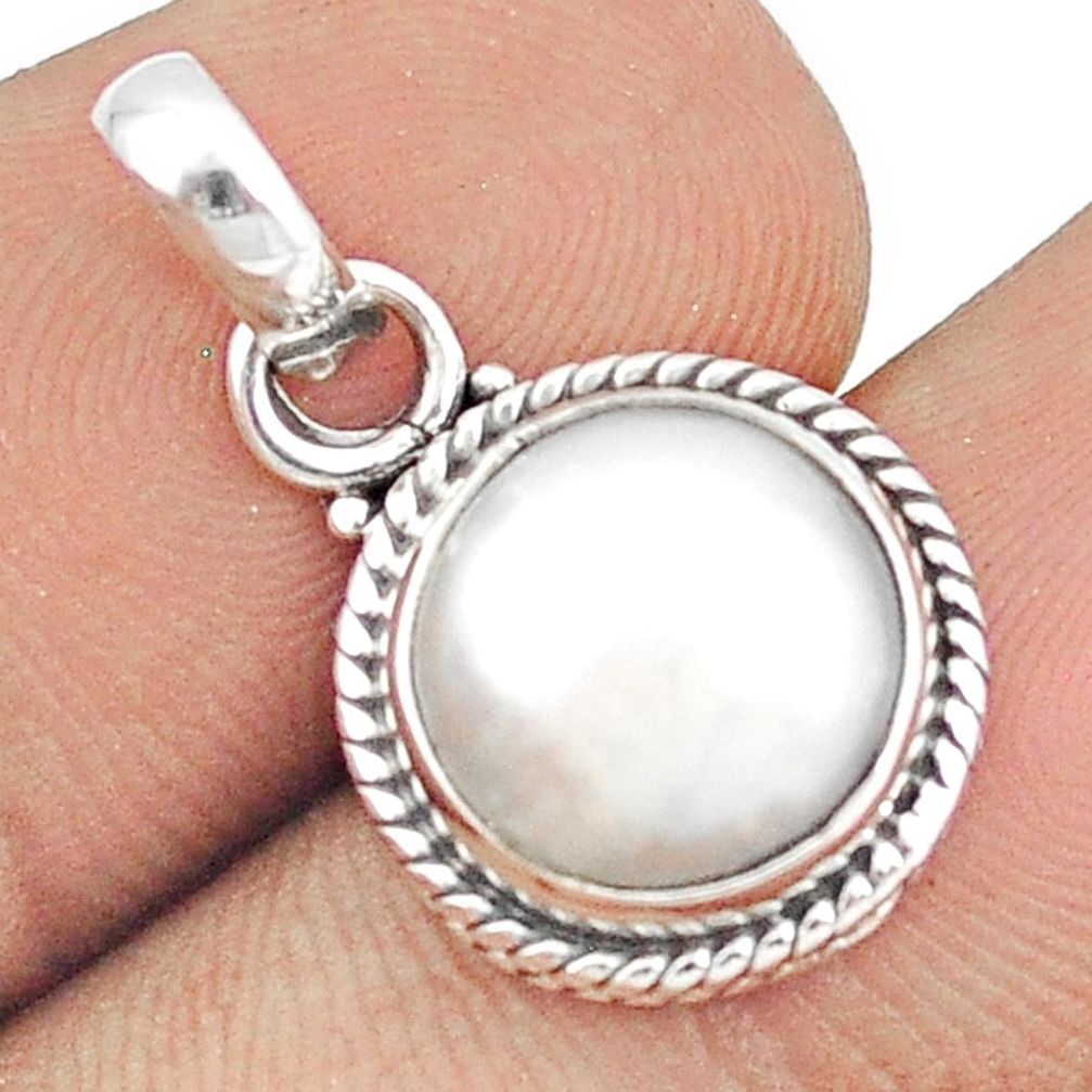 4.83cts natural white pearl round 925 sterling silver pendant jewelry u27714