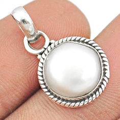 5.71cts natural white pearl round 925 sterling silver pendant jewelry u27722