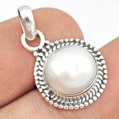 4.88cts natural white pearl round 925 sterling silver pendant jewelry u27737