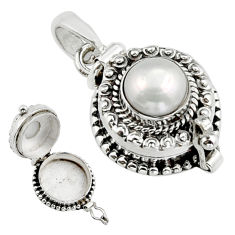 2.58cts natural white pearl round 925 sterling silver poison box pendant y26769