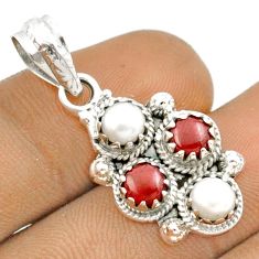 3.58cts natural white pearl ruby 925 sterling silver pendant jewelry u16644
