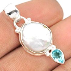 6.03cts sea life natural white pearl topaz 925 sterling silver pendant jewelry u14107