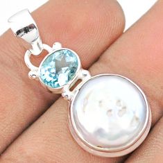 8.92cts natural white pearl topaz 925 sterling silver pendant jewelry u14188