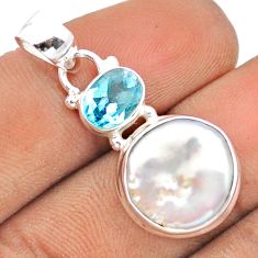 7.55cts sea life natural white pearl topaz 925 sterling silver pendant jewelry u14196