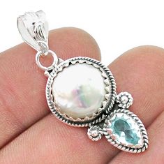 7.15cts sea life natural white pearl topaz 925 sterling silver pendant jewelry u45776